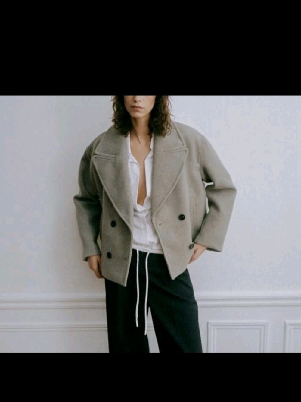Zara Double-Breasted Blazer in Taupe